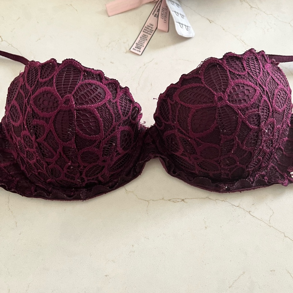 Wine color lace bra 32C